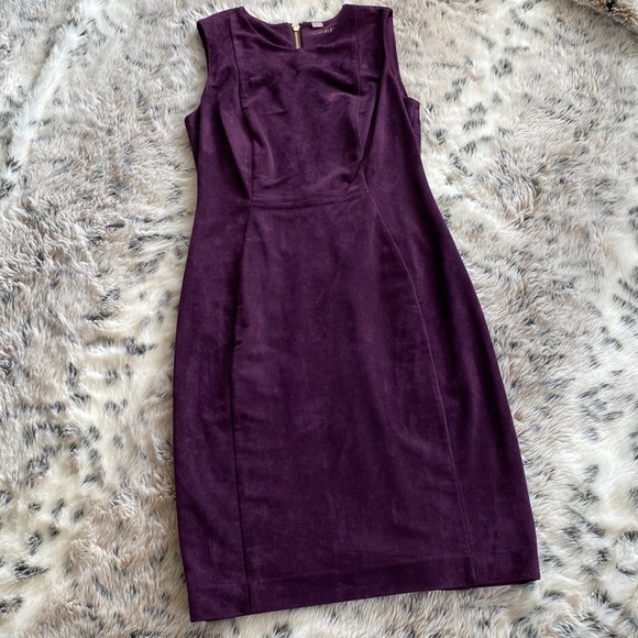 calvin klein purple suede dress Dress-Pencil Design-Purple Suede Fabric By Calvin Klein